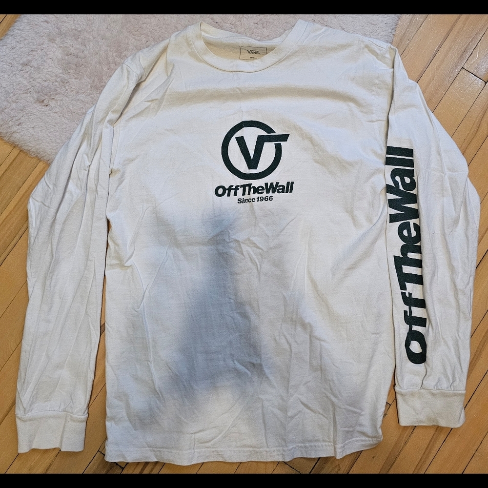 Vans White Long Sleeve Tee with Black Logo